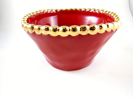 Beautiful Starbucks Christmas Bowl Candy Dish Red with Gold Trim 2.5" x 4"  2006 - £6.73 GBP