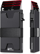 Black Slim Aluminum RFID Wallet for Men, Pop-up Card Holder &amp; Cash Clip - $19.48 CAD