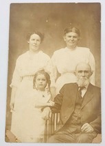 VTG 1910&#39;s AZO RPPC Family Photo w/ Grandparents, Mother &amp; Daughter Postcard - £9.59 GBP