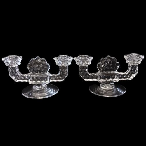 Primary image for Fostoria American Glass Candlesticks Double Holders Vintage Art Deco Pair Clear