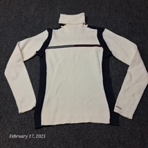 Tommy Hilfiger Turtleneck Sweater Women Size Small White and Blue Striped - $21.59
