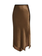 NWT Rails Jada in Peat Moss Satin Side Slit Asymmetrical A-line Slip Skirt S - £57.73 GBP