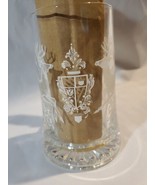 16 Oz Vintage German Glass Beer Stein w/ Pewter Lid White Etched Deer. - $25.20