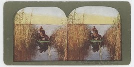 1905 Stereoview Duck Hunter Getting Under Cover Ingersoll - £7.47 GBP