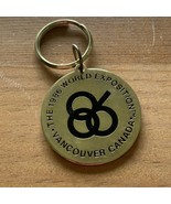 Vintage 1986 World Exposition Vancouver Canada Yellow Metal Keychain 2&quot; ... - $225.37 MXN