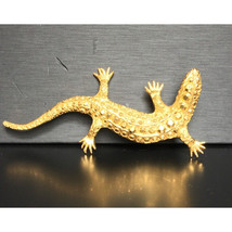 LARGE GOLD TONE LIZARD BROOCH SKY - $561.48 MXN