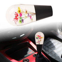 JDM Clear Crystal Real Flowers Head Manual Car Racing Gear Stick Shift Knob BLK - £14.03 GBP