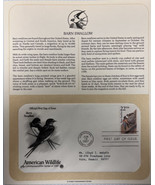 American Wildlife Mail Cover FDC &amp; Info Sheet Barn Swallow 1987 - £7.73 GBP
