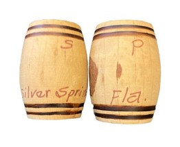 Silver Springs Florida Barrel Hand Turned Wood Salt and Pepper Shakers - $9.99
