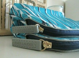 NEW 2 Estee Lauder Makeup Cosmetic Bags~Blue/White/Black~Surprise Gift I... - $10.12