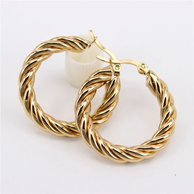 The New Popular diameter 30Hoop earrings New gold color 5stainless steel earring - £12.62 GBP