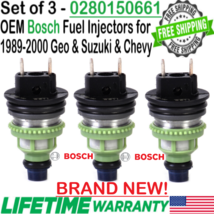 NEW Genuine Bosch 3Pcs Fuel Injectors for 1995, 1996, 1997 Suzuki Swift 1.3L I4 - £117.33 GBP