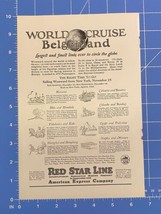 Vintage Print Ad World Cruise of the Belgenland Red Star Line Itinerary 10 x 6.5 - £9.94 GBP