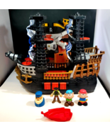 2006 Fisher Price Black Pirate Ship with Blue &amp; White Sails with Pirates... - £46.45 GBP