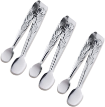3PCS Mini Serving Tongs, 4Inch Rose Stainless Steel Sugar Cube Tongs, Sliver Sma - £8.78 GBP