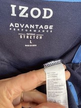 Izod Advantage Stretch Polo Shirt Large Blue Short Sleeve Top 2 Button Collar - £4.46 GBP