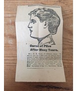 Vtg 1900s Newspaper Ad Cured Of Piles Miracle Cure Pyramid Drugs Adverti... - £19.91 GBP