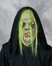 Zombie Mask Neon Green Hair Hood Flesh Eating Monster Halloween Costume M7004 - £49.54 GBP