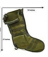 Canvas Kelly Green Style Christmas Stocking w Zippers and Pockets sock c... - $16.93 CAD