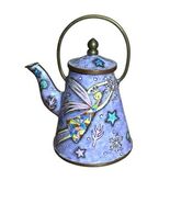 Chagall/Matisse Enamel ware Snowflake Angel Tea Pot Purple Mini Miniatur... - $27.88 CAD