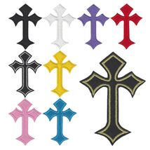 CROSS IRON ON PATCH 4.15" 10 Color Choice Christian Symbol Biker Embroid... - $2.95