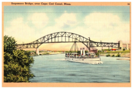 Sagamore Bridge Over Cape Cod Canal Massachusetts Postcard - £10.21 GBP
