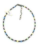 Vtg 80&#39;s Child&#39;s Sterling Silver Pastel Cat&#39;s Eye Glass Bead Necklace 14... - $23.76