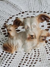 Vintage Skye Terrier dog with puppies figurine porcelain Japan - £17.64 GBP