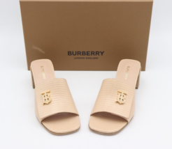 NIB Burberry Winnie Lizard Embossed Nude Leather Mule Slide Sandals 7.5 ... - £379.69 GBP