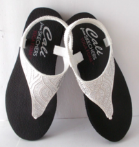 SKECHERS Sandals Cali Yoga Foam White/Silver Bling Embellished Slingback Sz 6 - £23.32 GBP
