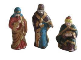 Ceramic Nativity Lot 3 Wisemen Holy Kings Magi ~4.2&quot; Replacement Figure Part - £9.92 GBP