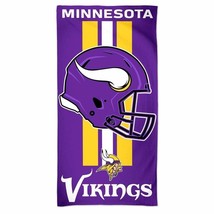 NFL Minnesota Vikings Vertical 3 Stripes Helmet Center Beach Towel 30&quot;x60&quot; - £21.91 GBP