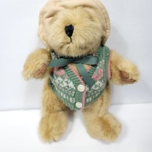 Teddy Bear Brown Stuffed Plush Poseable Pink Green Sweater Xmas Hat 11&quot; ... - $22.76