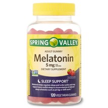 Spring Valley Non GMO Melatonin Dietary Supplement Gummies, Strawberry, 5 mg, 12 - £28.51 GBP