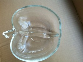 Apple Dish Bowl Divided for Candy, Dip in Clear Glass EUC - £13.24 GBP