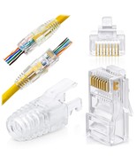 Rj45 Cat6 Pass Through Connectors And Strain Relief Boots - Pack Of 100/... - £39.37 GBP