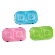 Plastic Double Dog Diner Feeders Bright Neon Colorful Bowls  Choose Size... - £6.95 GBP+