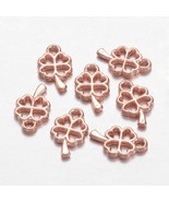 Shamrock Charms Miniature 4 Leaf Clover Rose Gold Jewelry Findings Good ... - £7.09 GBP