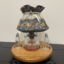 Vintage Lamplight Farms Scalloped Glass Finger Oil Lamp On A Lazy Susan - £73.71 GBP