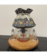 Vintage Lamplight Farms Scalloped Glass Finger Oil Lamp On A Lazy Susan - £68.97 GBP