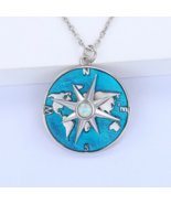 18K 925 Sterling Silver &#39;Around the World&#39; Inspirational Rotate Compass ... - £95.08 GBP