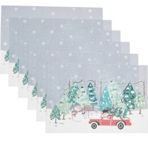 Twinkle Town Set of 6 Christmas Winter Snowman Holiday Woven Placemats NEW - $18.80