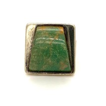 Vintage Signed Sterling DTR Jay King Large Green Turquoise Wide Ring Band 11 1/2 - £67.28 GBP
