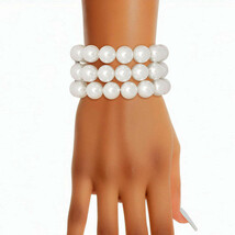 Bracelet White Glass Pearl 3 Row for Women - $31.49