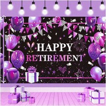 RetireJoy: Lavender Retirement Party Kit - Vibrant Purple &amp; Black Backdr... - $30.68