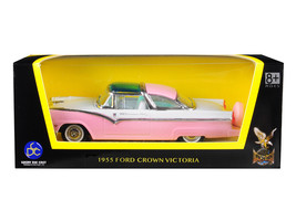 1955 Ford Crown Victoria Pink and White 1/43 Diecast Model Car by Road Signature - $27.42