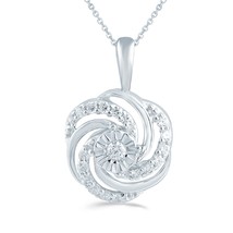 1/6ct tw Diamond Swirl Cluster Fashion Pendant in Sterling Silver with 18&quot; cable - £32.16 GBP