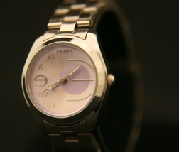 New ladies&#39; Chrome with lavender accented dial contemporary quartz wristwatch - £19.11 GBP