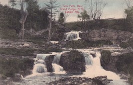 Twin Falls Near Grand Gorge New York NY Catskill Mts Postcard D37 - £2.33 GBP