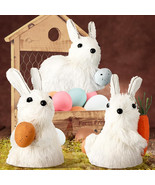 Set of 3 Easter Bunny Decoration Natural Vibe Sisal White Easter Bunny F... - £11.05 GBP